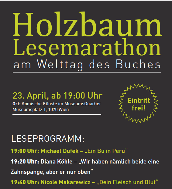 Holzbaum-Lesemarathon: Lesung am 23.04.2019